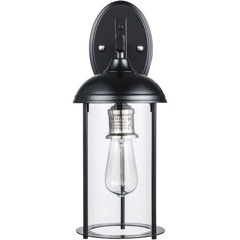 Blues 1 Light 17 inch Black and Brushed Nickel Outdoor Wall Lantern
