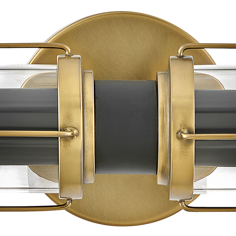 Masthead 2 Light 24 inch Heritage Brass with Black Vanity Light Wall Light