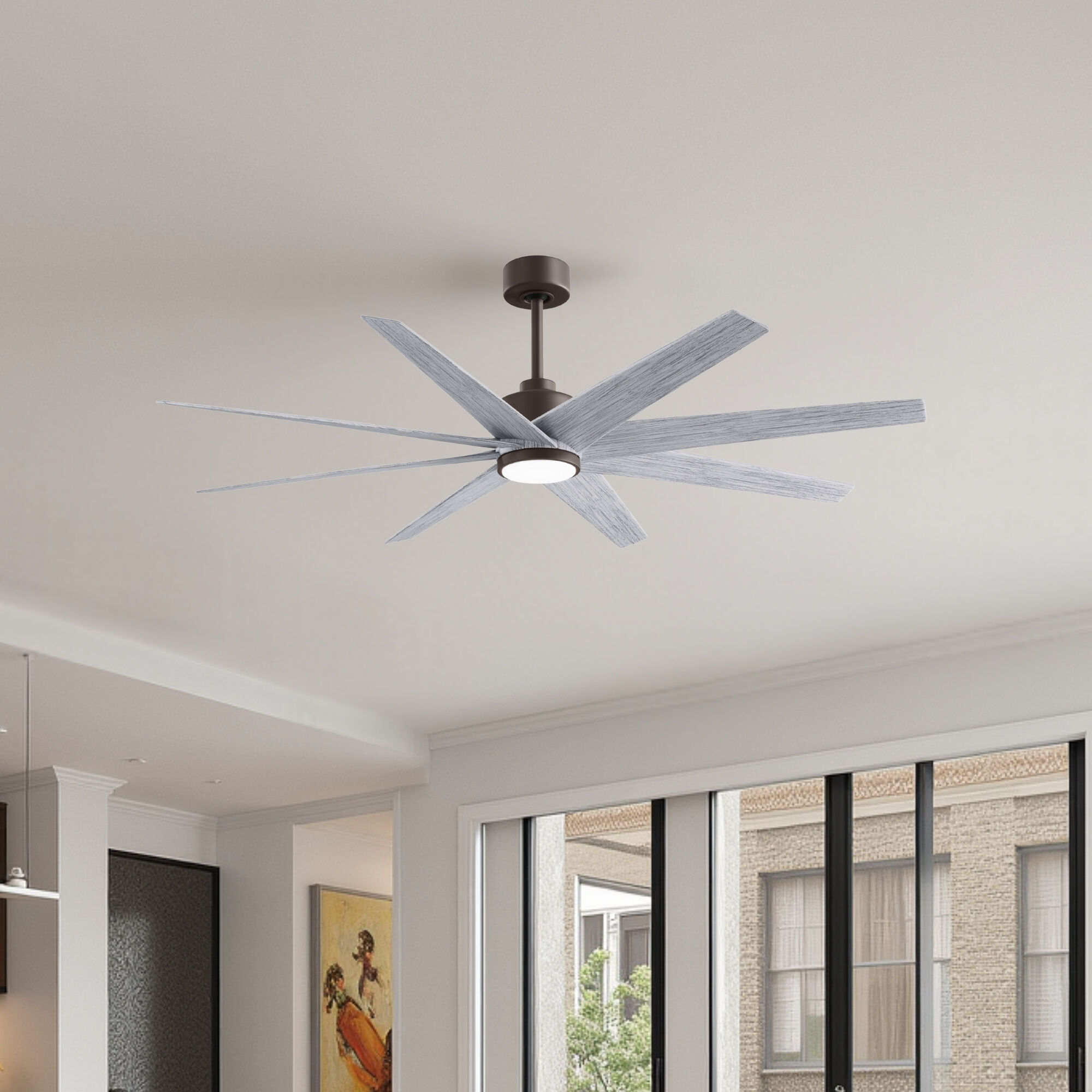 Atlas Ariella - LK 64 inch Textured Bronze with Barn Wood Tone Blades Ceiling Fan