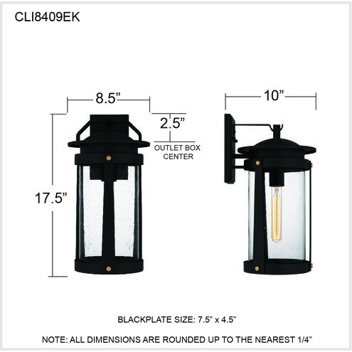 Clifton 1 Light 18 inch Earth Black Outdoor Wall Lantern