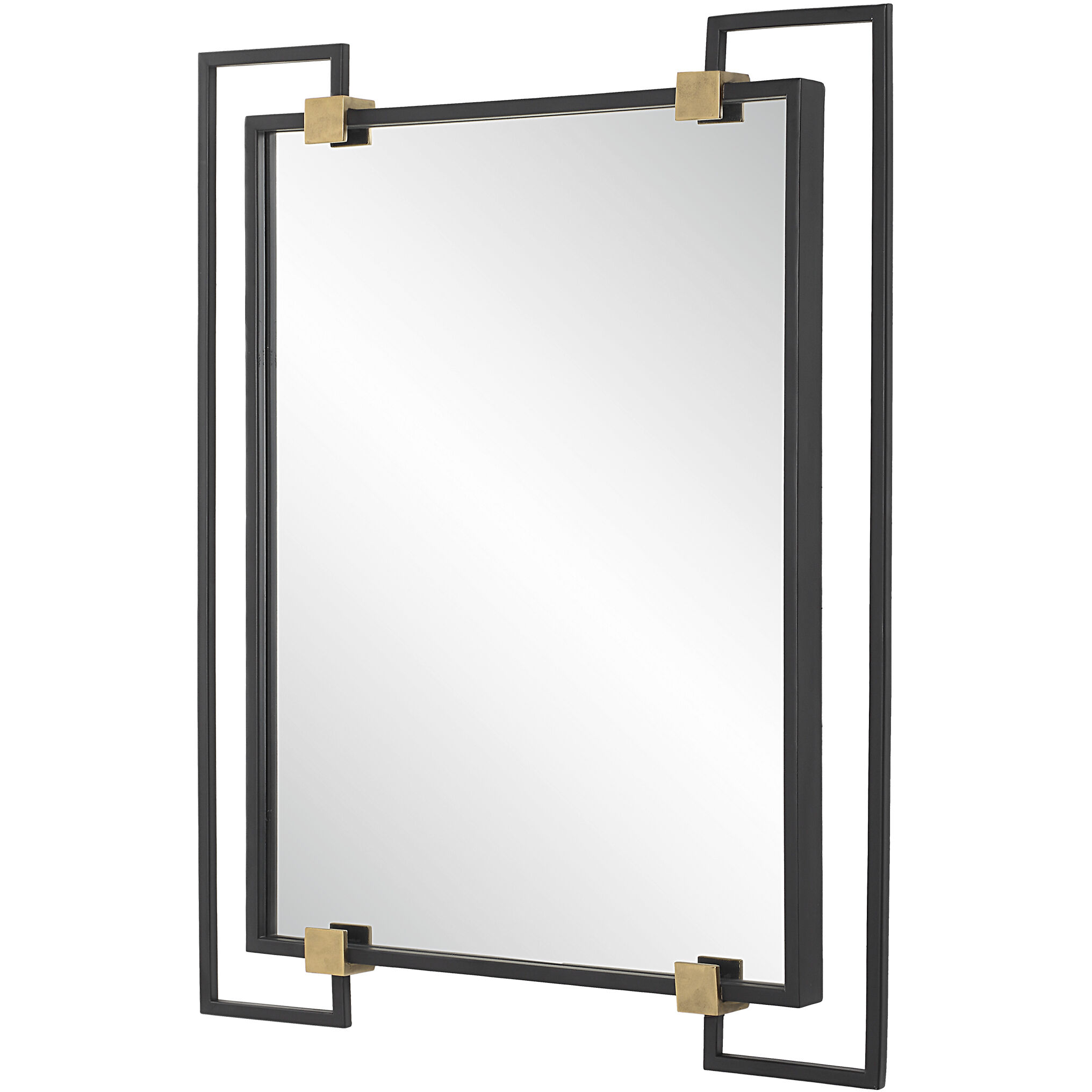 Ivey 42 X 32.5 inch Black and Antiqued Brushed Gold Mirror
