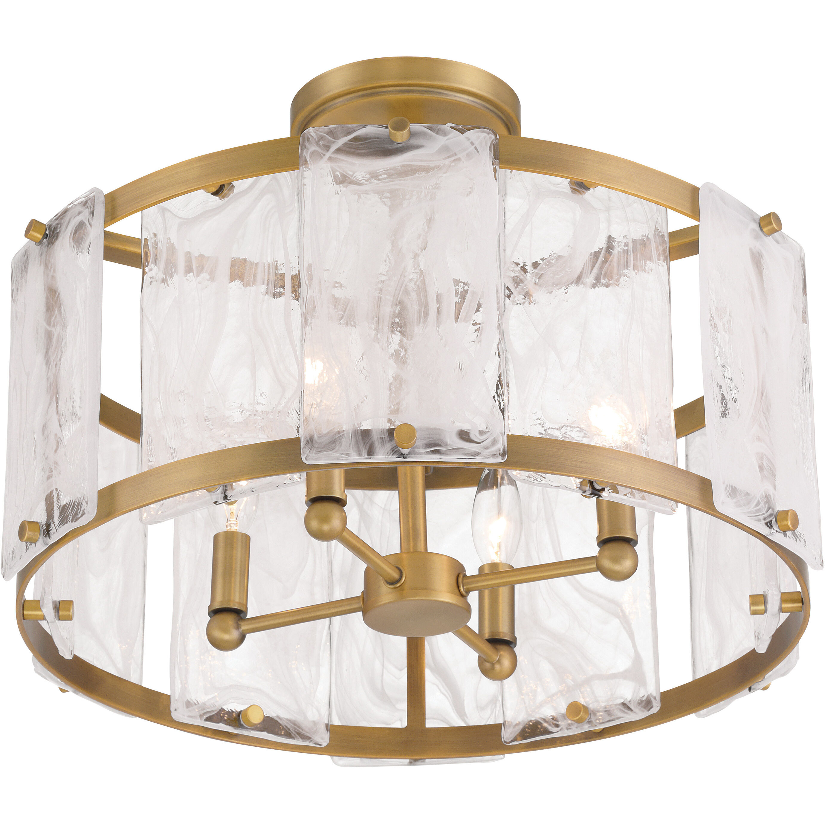 Veil 4 Light 18 inch Legacy Brass Semi Flush Ceiling Light