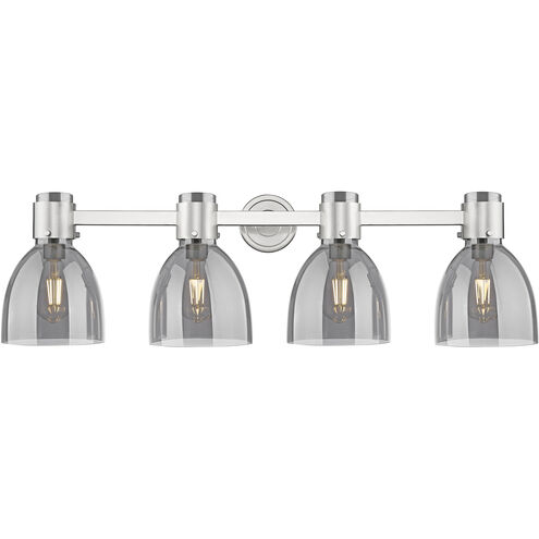 Downtown Urban Lawton Bell 4 Light 34 inch Satin Nickel Bath Vanity Light Wall Light in Light Smoke Glass