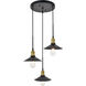 Etude 3 Light 19.3 inch Brass and Black Pendant Ceiling Light