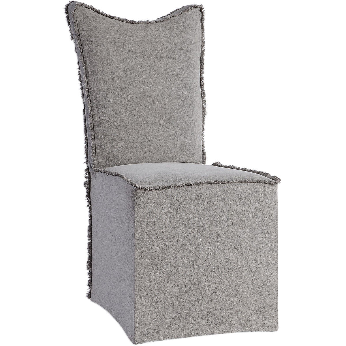 Narissa Stonewashed Gray Linen and Natural Poplar Armless Chairs, Set of 2