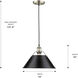 Yep Orwell 1 Light 14 inch Aged Brass Pendant Ceiling Light in Matte Black, Large