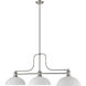 Melange 3 Light 52 inch Brushed Nickel Billiard Ceiling Light in White Linen Glass