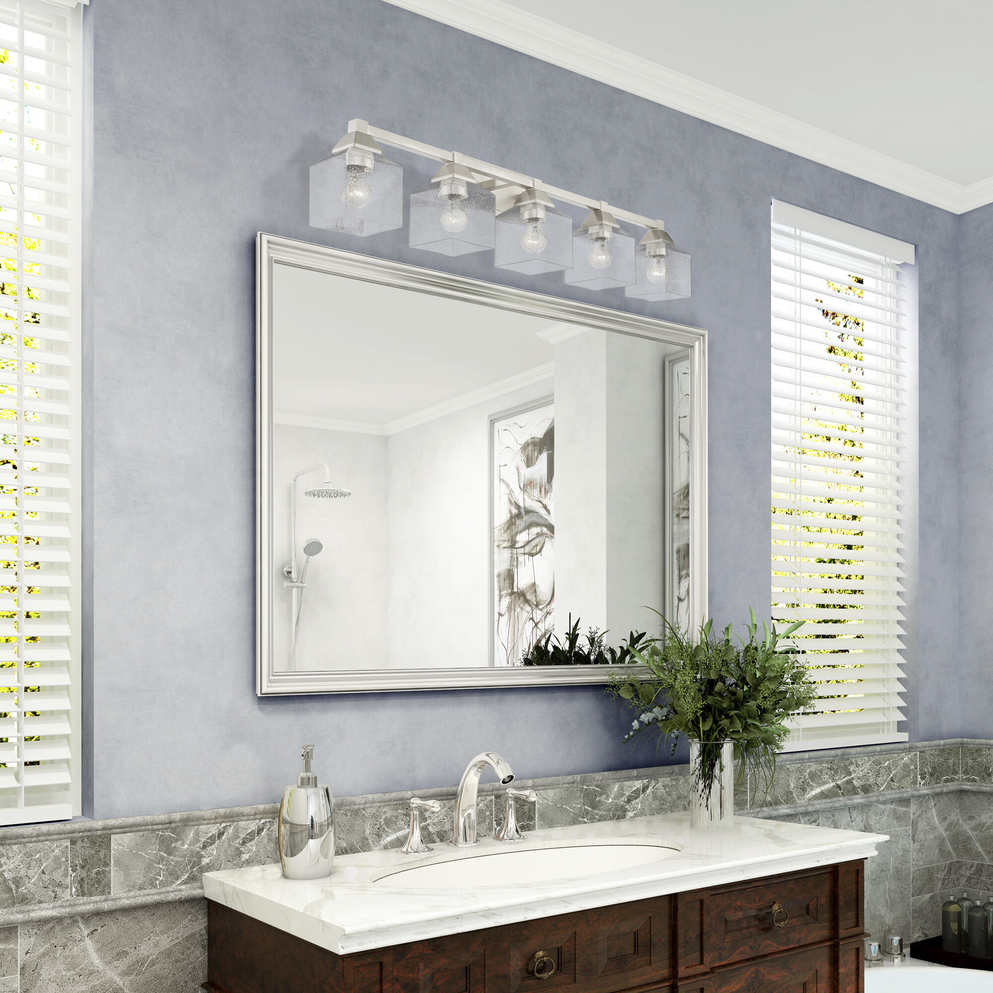 Aragon 5 Light 42 inch Brushed Nickel Vanity Sconce Wall Light