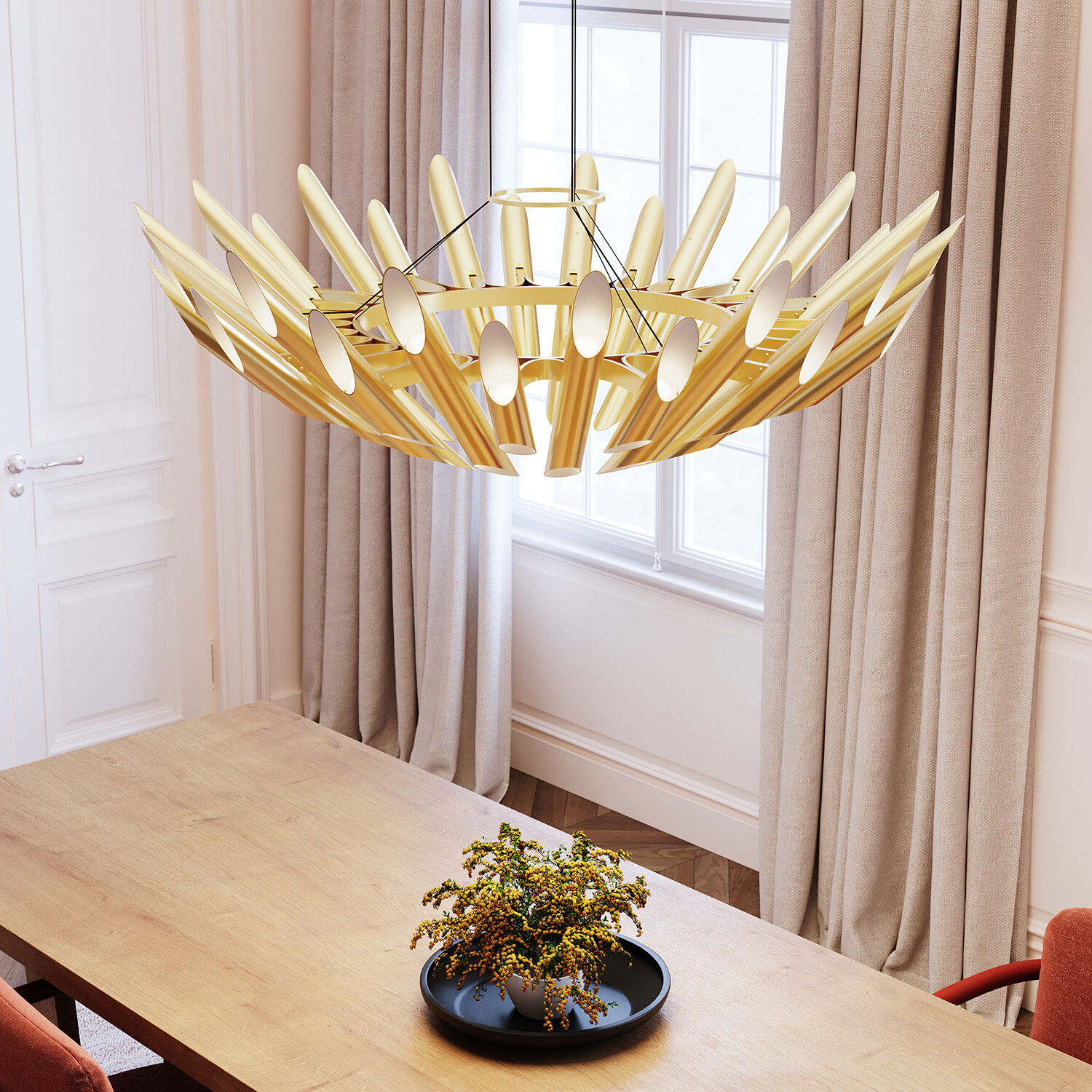 Chimes 60 Light 48.25 inch Satin Brass Pendant Ceiling Light