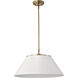 Dover 3 Light 20 inch White/Vintage Brass Pendant Ceiling Light