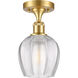 Ballston Norfolk LED 6 inch Satin Gold Semi-Flush Mount Ceiling Light in Clear Glass