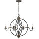 Caspian 4 Light 33 inch Antique Black Iron Chandelier Ceiling Light, Caged
