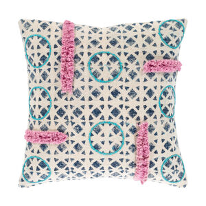 Phoebe 18 X 18 inch Beige/Bright Pink/Dark Blue/Teal Pillow Kit, Square