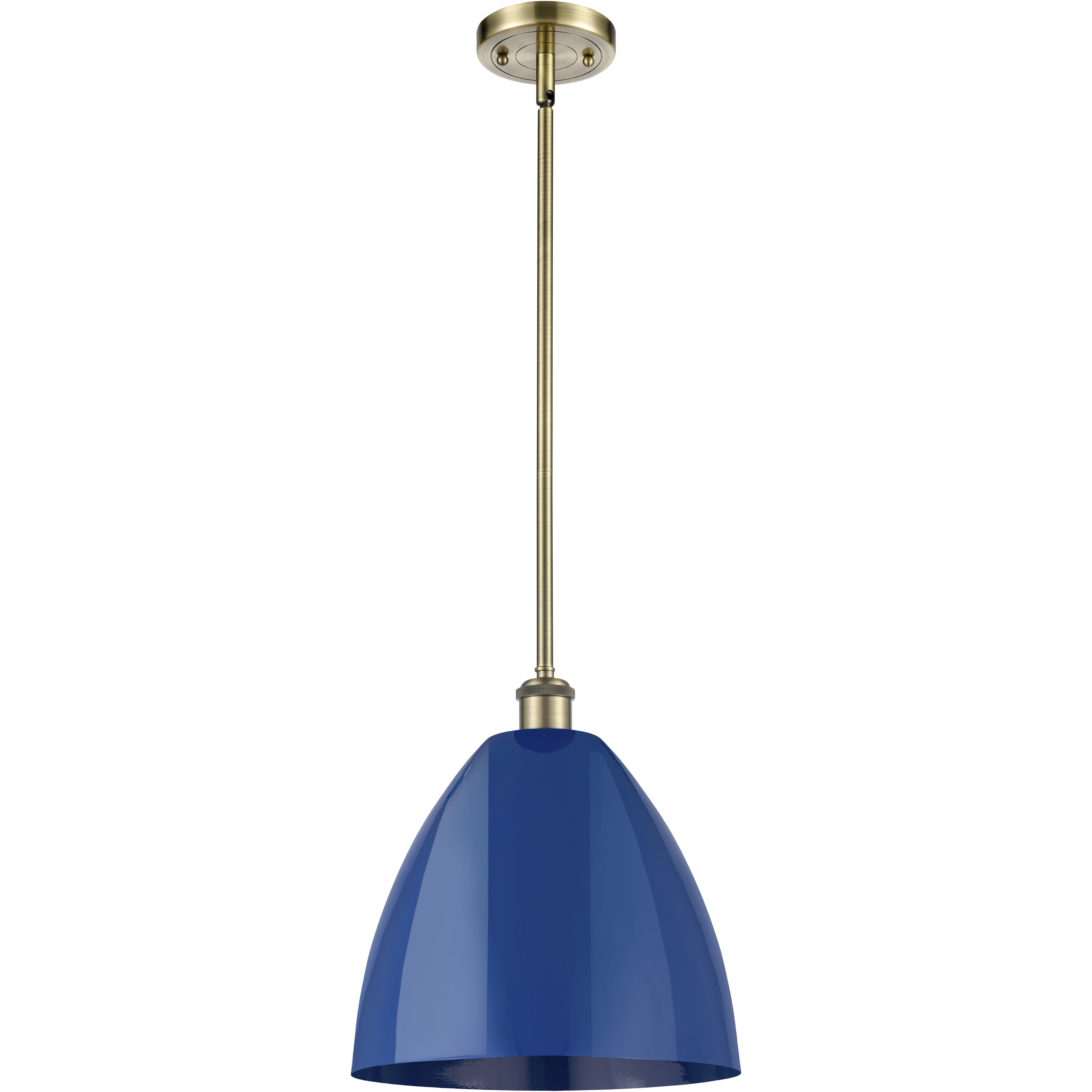 Ballston Plymouth Dome LED 12 inch Antique Brass Pendant Ceiling Light in Matte Blue