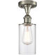 Ballston Clymer LED 3.88 inch Brushed Satin Nickel Semi-Flush Mount Ceiling Light in Clear Glass, Ballston