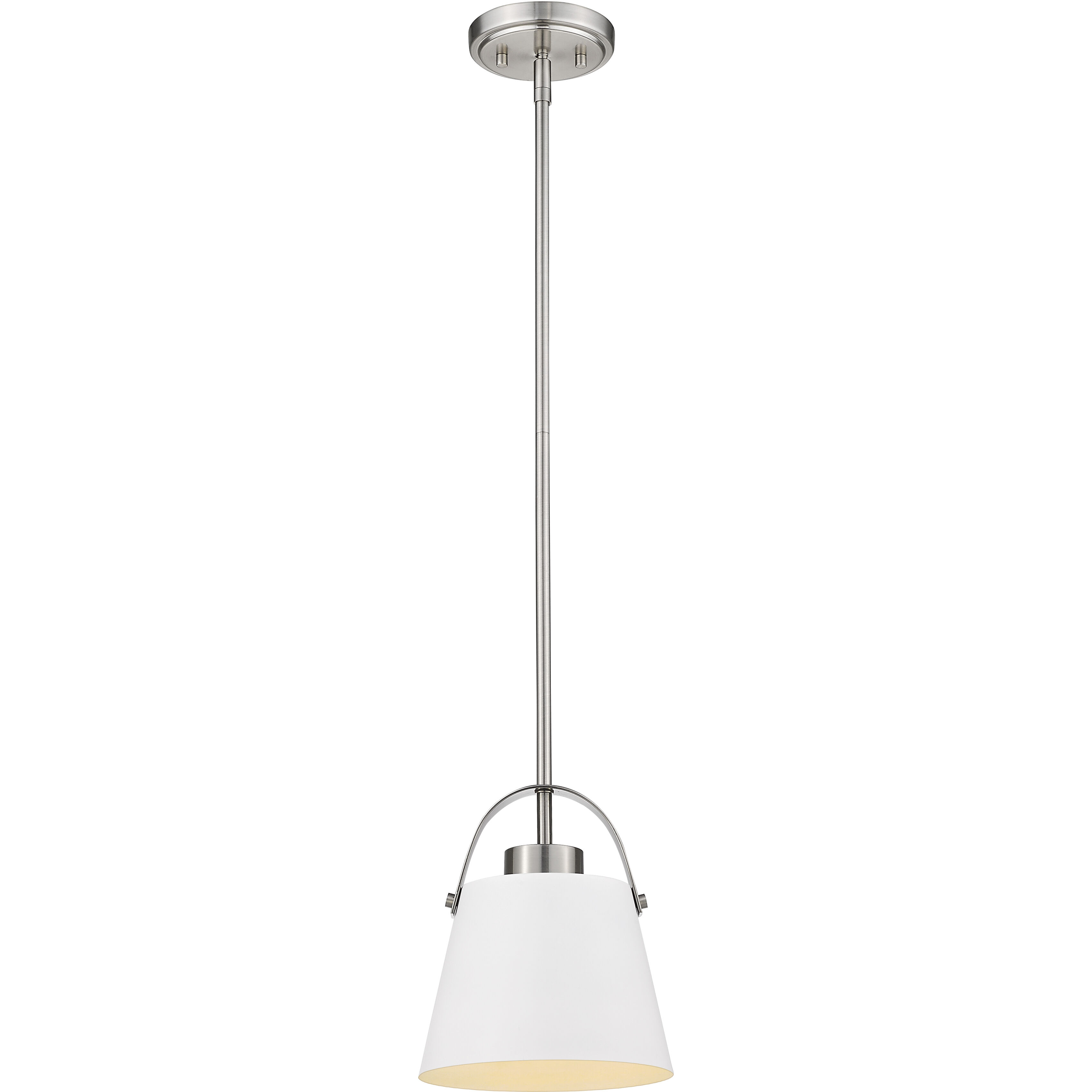 Z-Studio 1 Light 8 inch Matte White and Brushed Nickel Pendant Ceiling Light