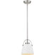 Z-Studio 1 Light 8 inch Matte White and Brushed Nickel Pendant Ceiling Light