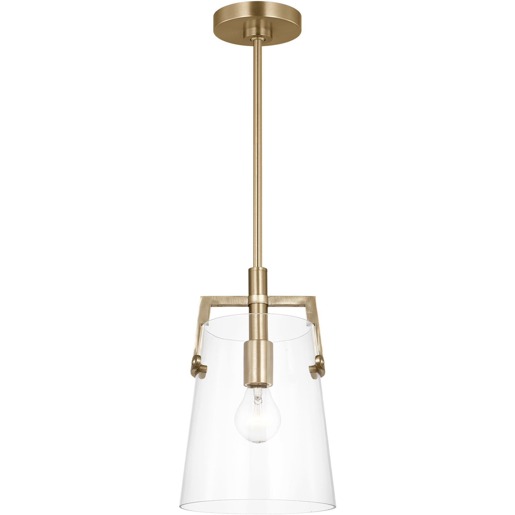 Drew & Jonathan Crofton 1 Light 7.75 inch Satin Brass Pendant Ceiling Light, Small