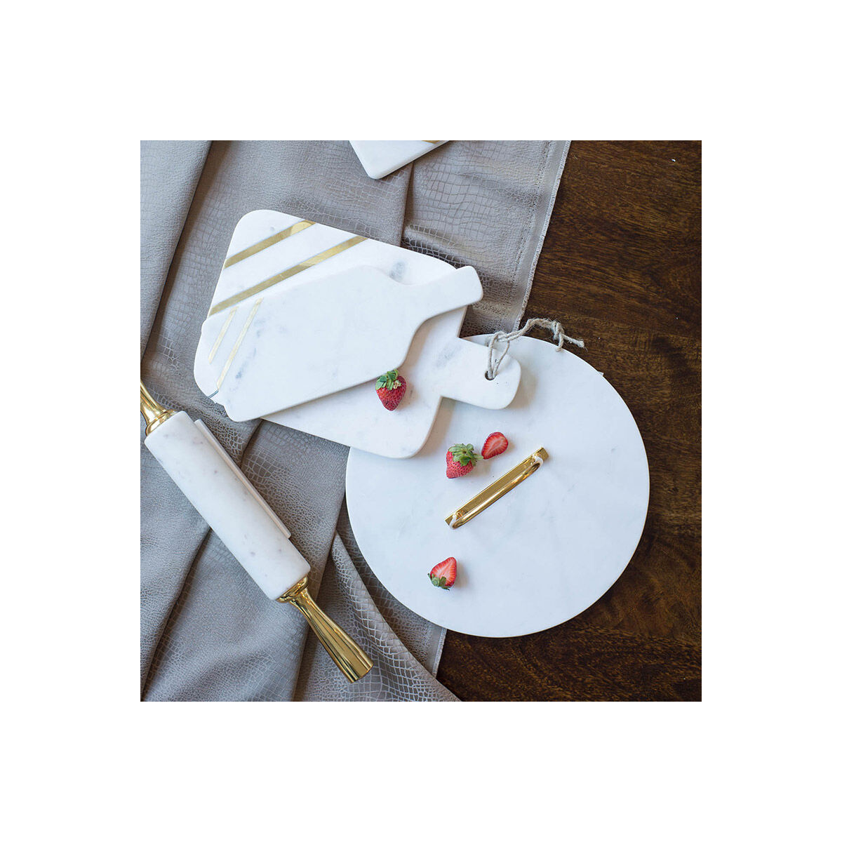 Banswara White and Gold Rolling Pin