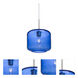 Niles 10 1 Light Satin Nickel Cord Pendant Ceiling Light in Blue Glass