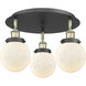 Beacon 3 Light 17.75 inch Black Antique Brass Flush Mount Ceiling Light in Matte White