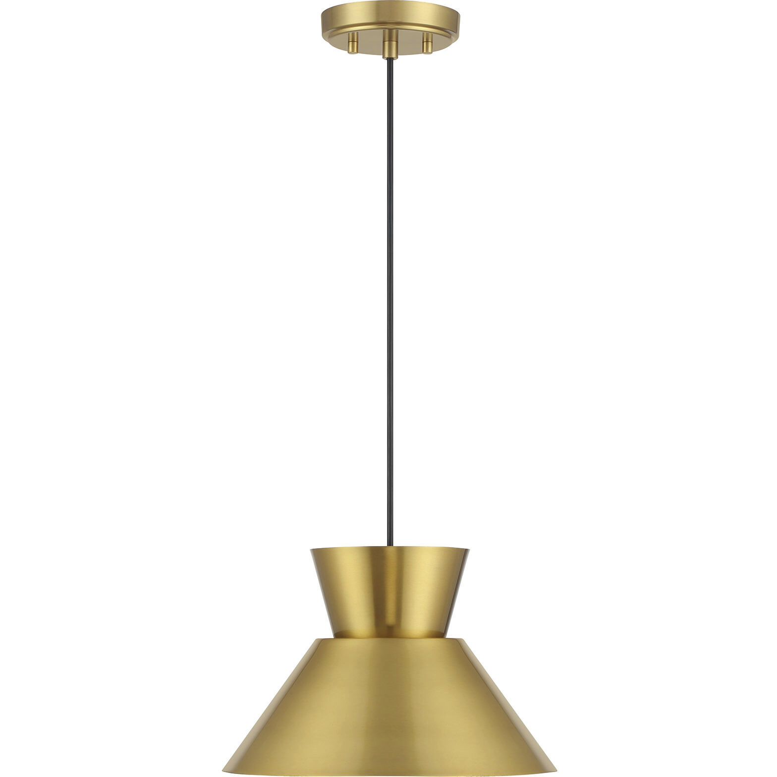 Mid-Century Modern 1 Light 12 inch Natural Brass Pendant Ceiling Light