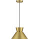 Mid-Century Modern 1 Light 12 inch Natural Brass Pendant Ceiling Light