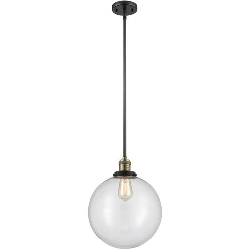 Franklin Restoration XX-Large Beacon LED 12 inch Black Antique Brass Mini Pendant Ceiling Light in Clear Glass, Franklin Restoration