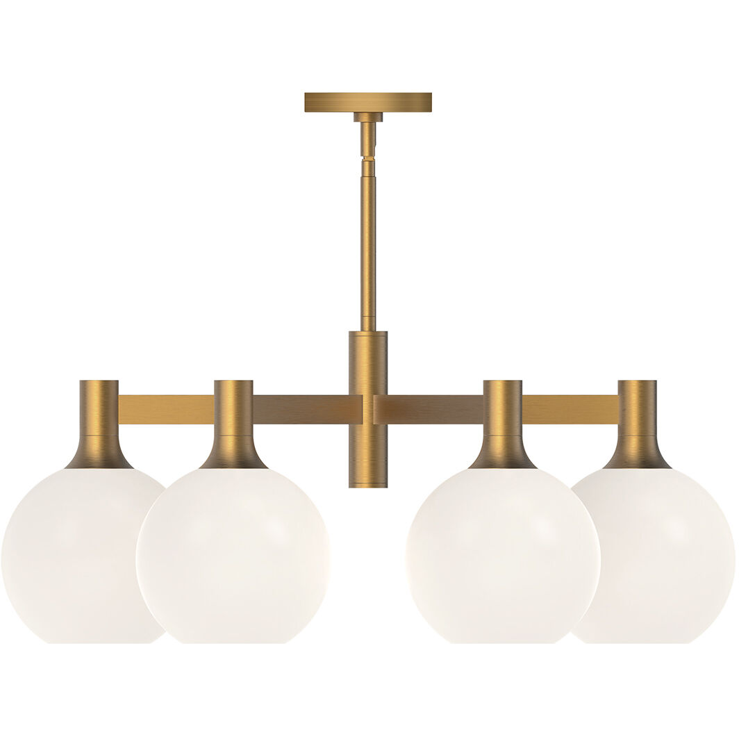 Alora Mood Castilla 6 Light 29.5 inch Aged Gold/Opal Matte Glass Chandelier Ceiling Light in Matte Opal Glass