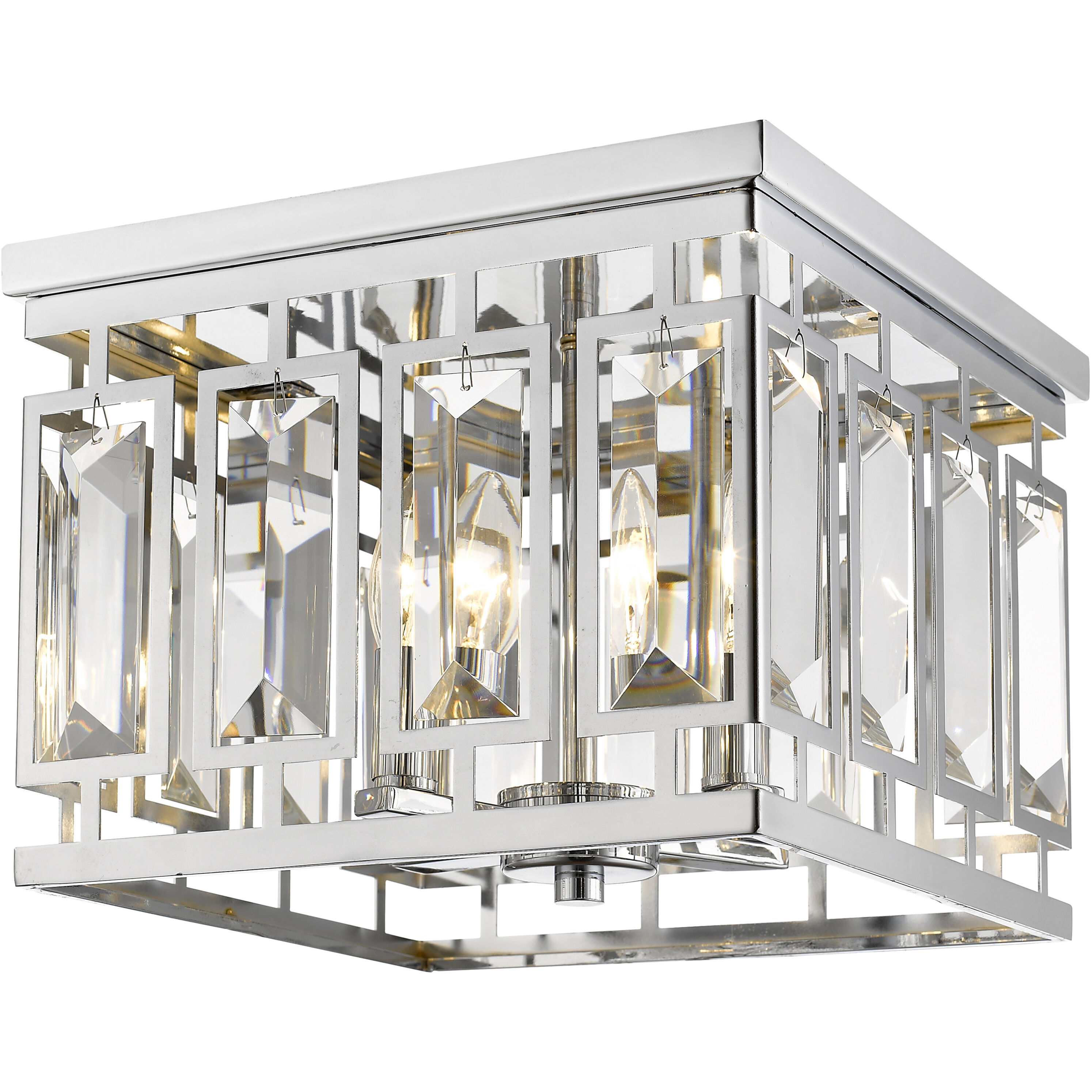 Mersesse 4 Light 12 inch Chrome Flush Mount Ceiling Light in 10.56, Clear and Chrome