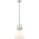 Newton Cone 1 Light 10 inch Polished Nickel Pendant Ceiling Light in Matte White Glass