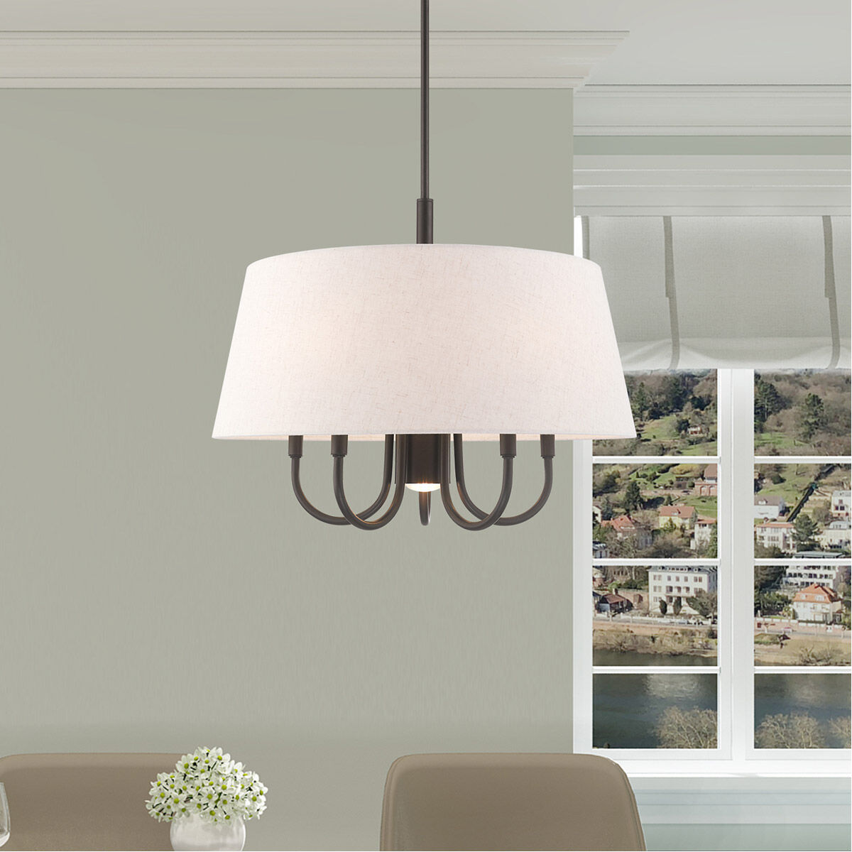 Belclaire 6 Light 24 inch English Bronze Pendant Chandelier Ceiling Light