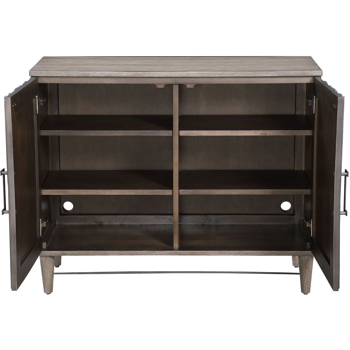 Shield Dark Ebony Oak Veneer and Gray Oak Stain 2 Door Cabinet