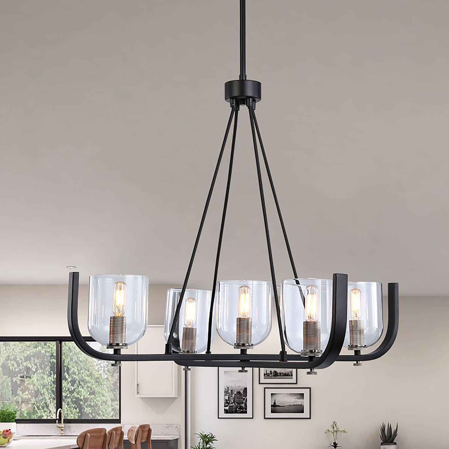 Cheshire 5 Light 30 inch Black and Nickel Chandelier Ceiling Light