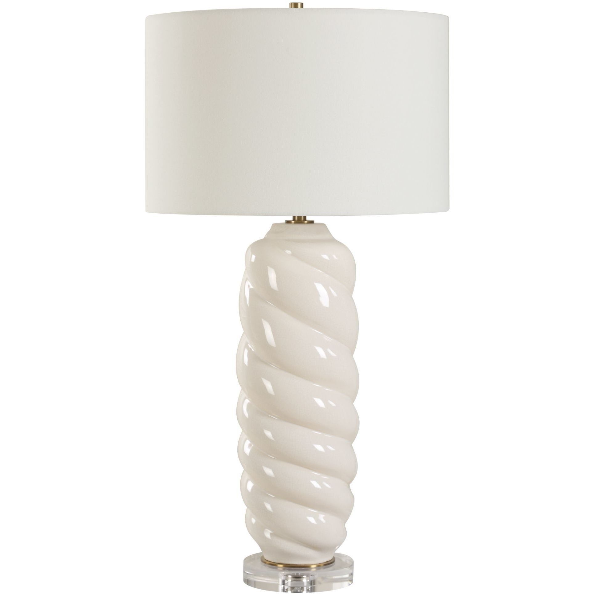 Anneli 30.5 inch 150.00 watt White Ceramic and Crystal with Antique Brass Table Lamp Portable Light