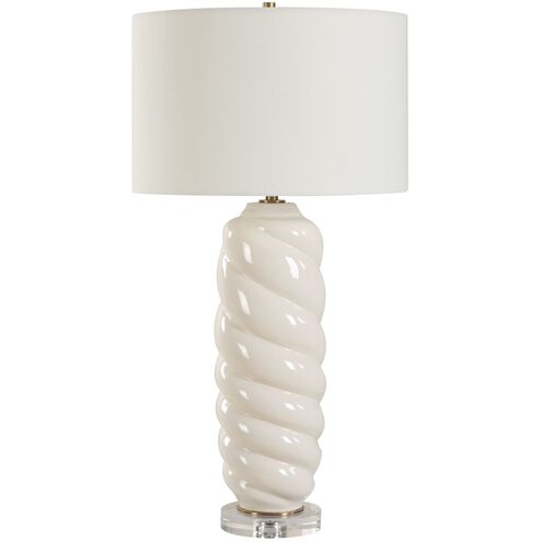Anneli 30.5 inch 150.00 watt White Ceramic and Crystal with Antique Brass Table Lamp Portable Light