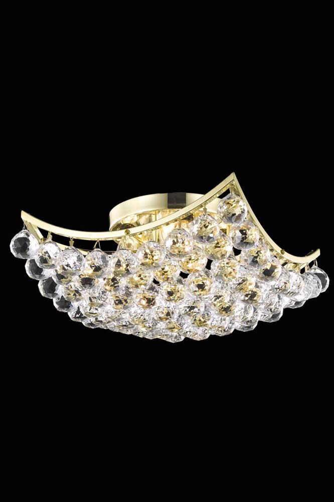 Corona 4 Light 14 inch Gold Flush Mount Ceiling Light in Royal Cut