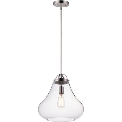 Stella 1 Light 14 inch Satin Nickel Single Pendant Ceiling Light in Clear, Medium Base