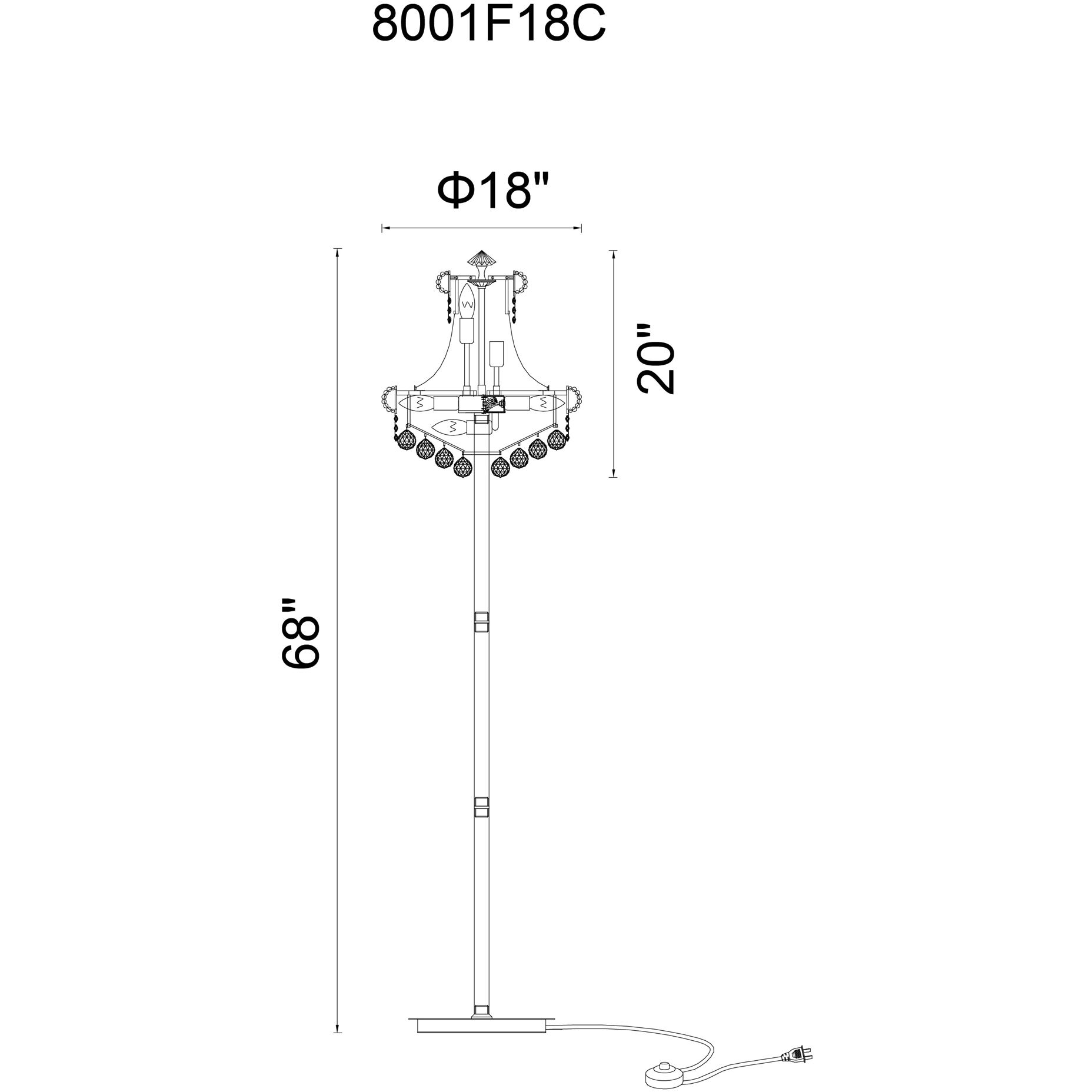 Empire 68 inch 60.00 watt Gold Floor Lamp Portable Light