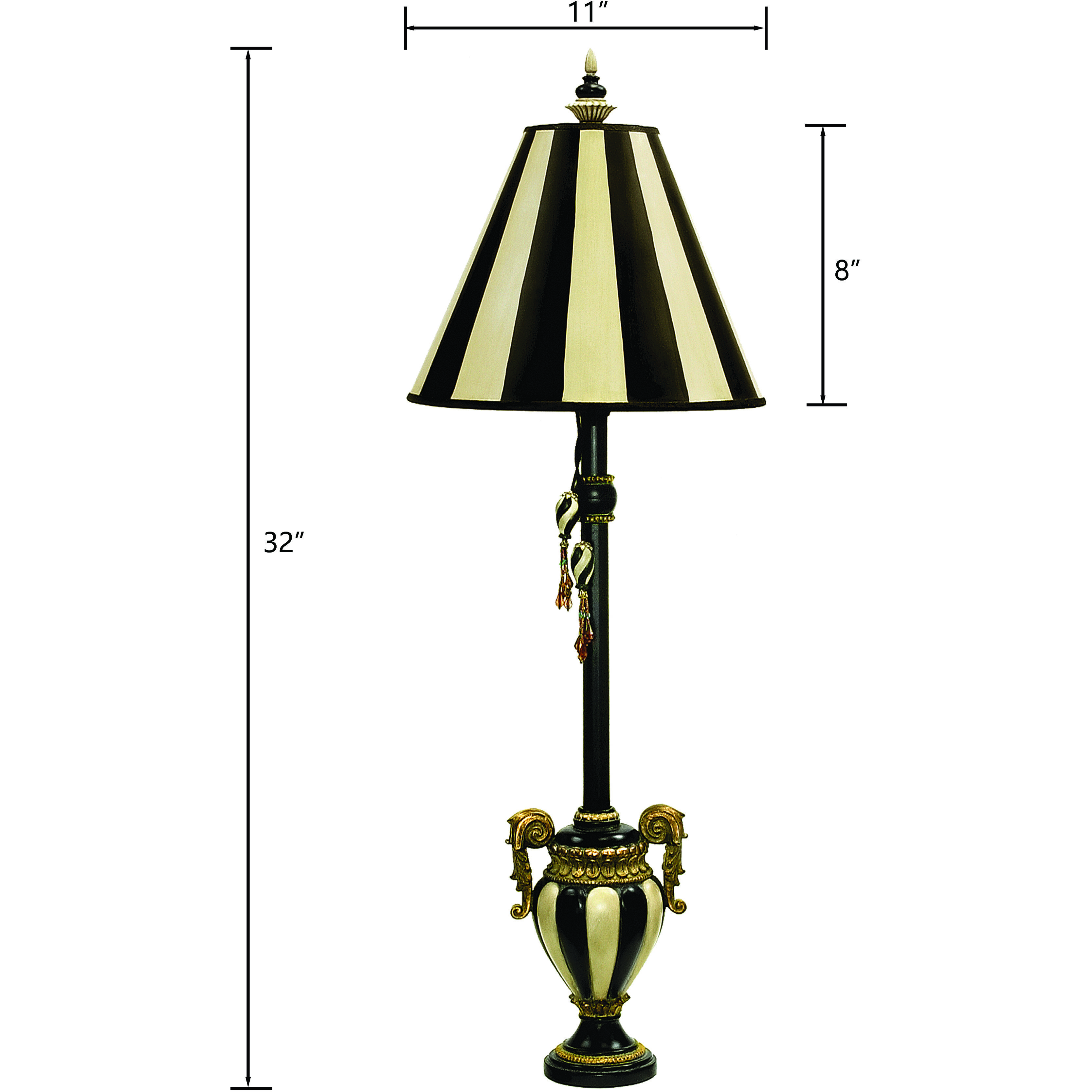 Carnival Stripe 32 inch 75 watt Antique Black with Antique White Table Lamp Portable Light