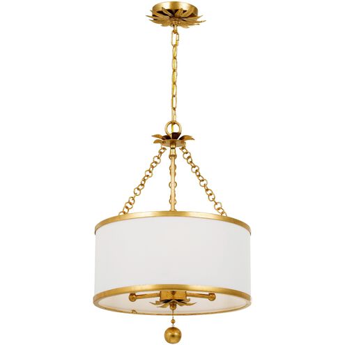 Broche 3 Light 14 inch Antique Gold Mini Chandelier Ceiling Light