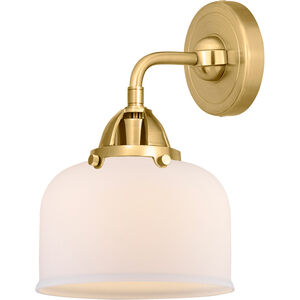 Nouveau 2 Large Bell LED 8 inch Satin Gold Sconce Wall Light in Matte White Glass