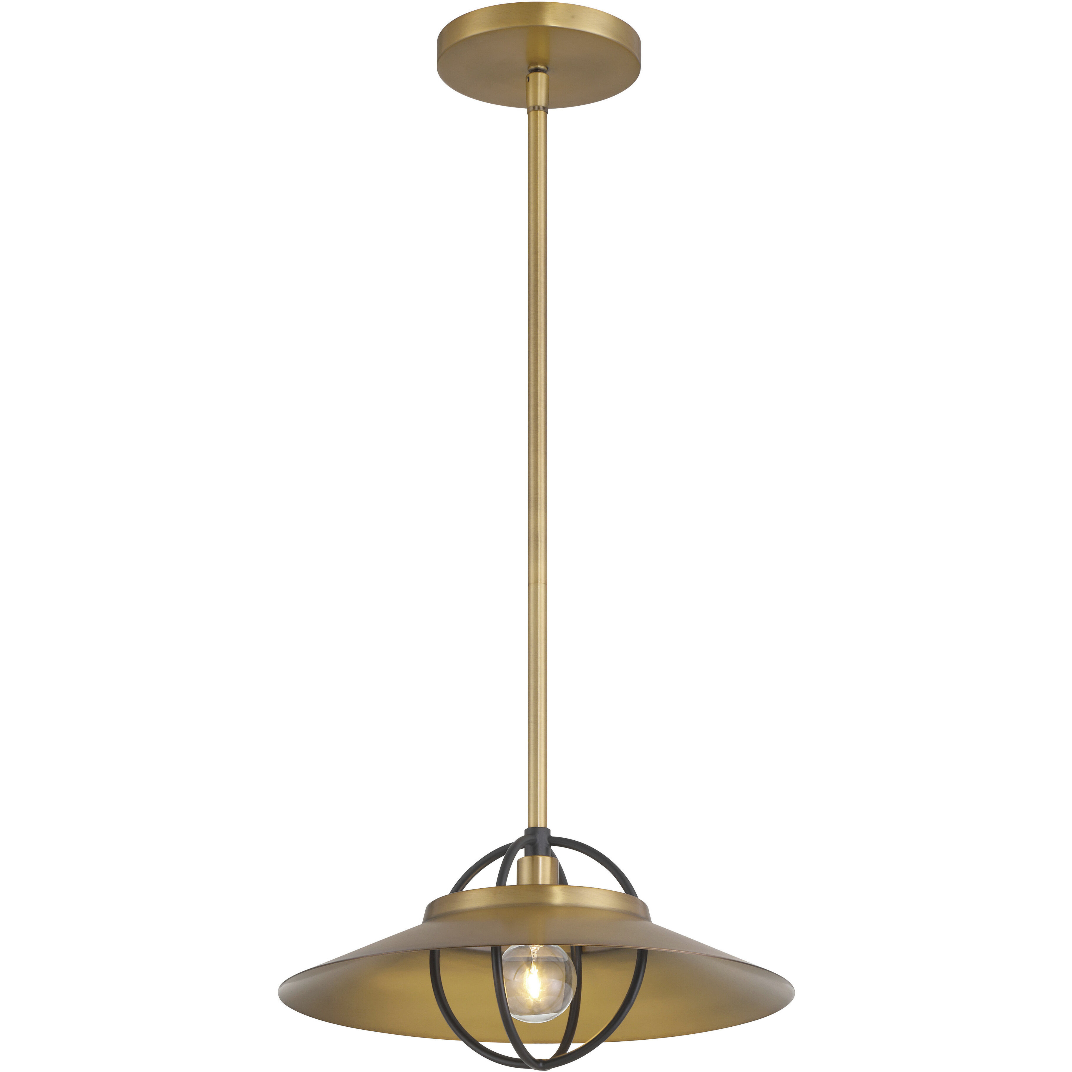 Newburie 1 Light 12 inch Legacy Brass and Dark Matte Black Pendant Ceiling Light