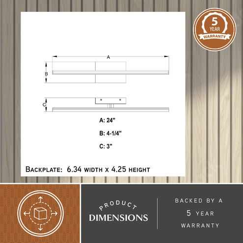 Ashburn LED 24 inch Matte Black Bathroom Light Wall Light