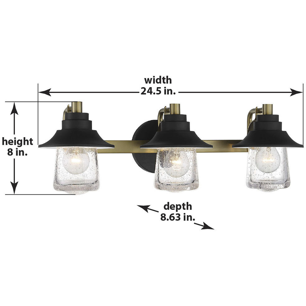 Westfield Manor 3 Light 24.5 inch Sand Coal/Soft Brass Bath Light Wall Light