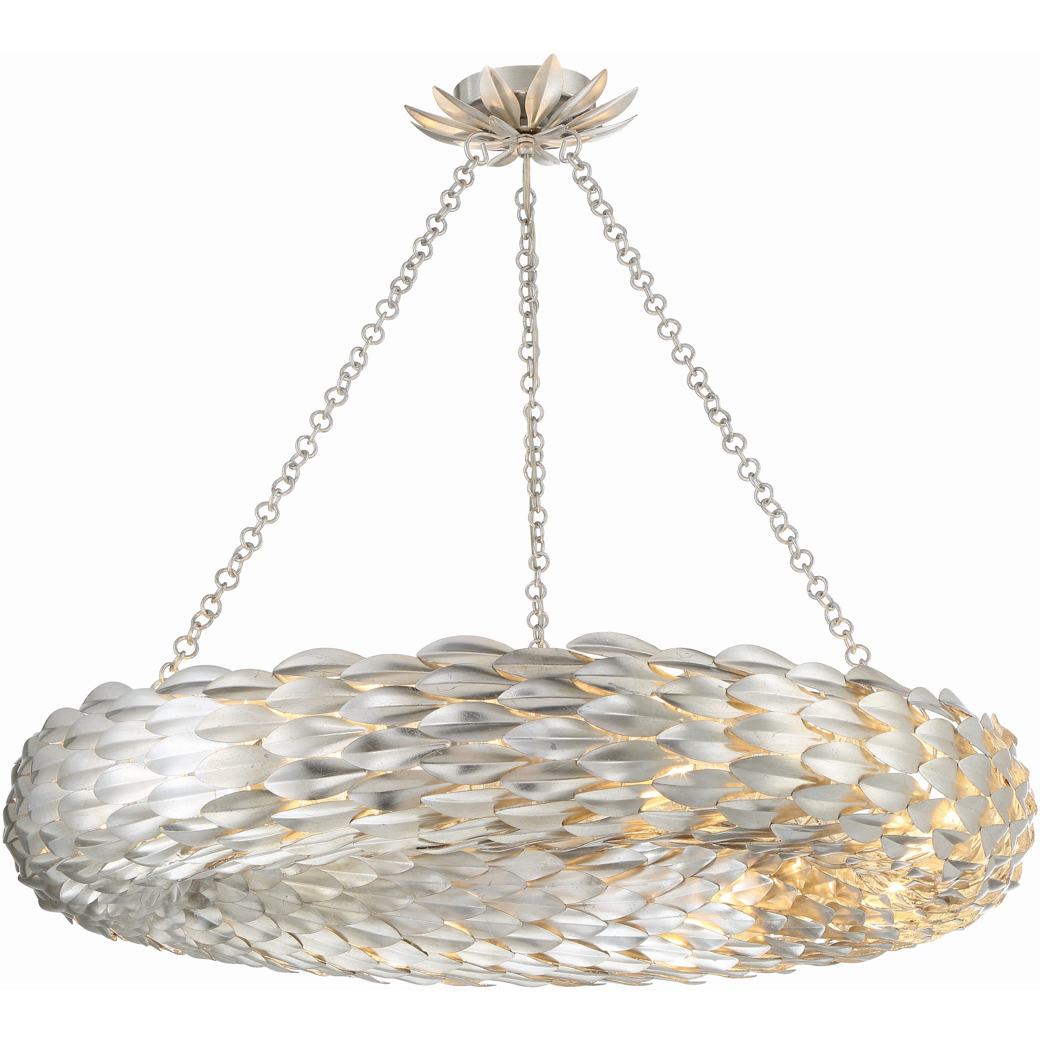 Broche 8 Light 33.5 inch Antique Silver Chandelier Ceiling Light