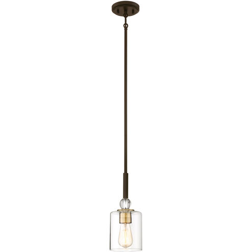 Studio 5 1 Light 5 inch Painted Bronze/Natural Brush Mini Pendant Ceiling Light