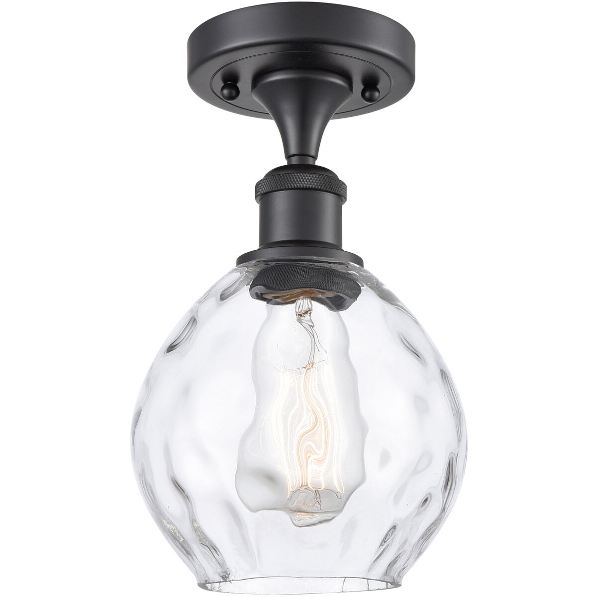 Ballston Small Waverly LED 6 inch Matte Black Semi-Flush Mount Ceiling Light, Ballston