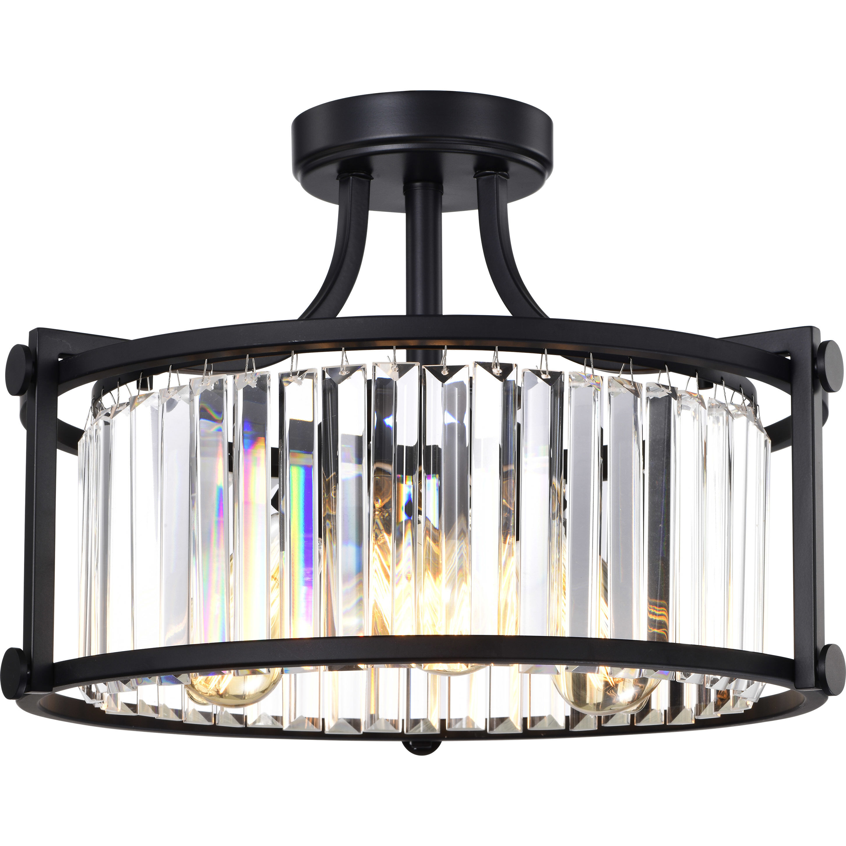 Krys 3 Light 17.75 inch Aged Bronze Semi Flush Mount Ceiling Light