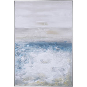 Beach White and Blue and Tan and Gray Wall Art